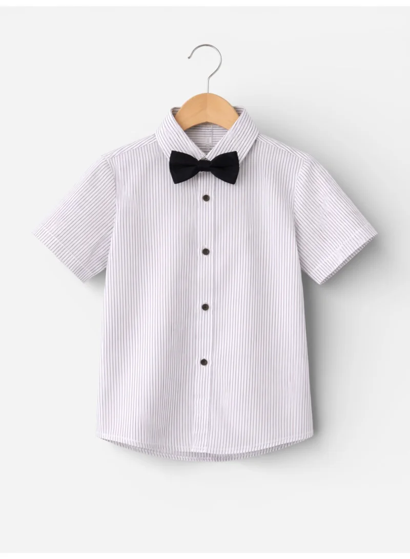 victor and jane Boys 4 Pc Set Formal Shirt, Shorts, Suspenders & Bow Tie Set